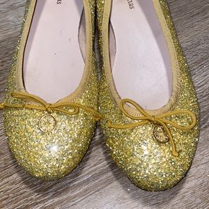 Sparkly gold ballet flats